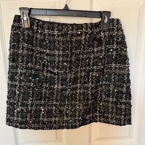 Gianni Bini Black and White Tweed Mini Skirt